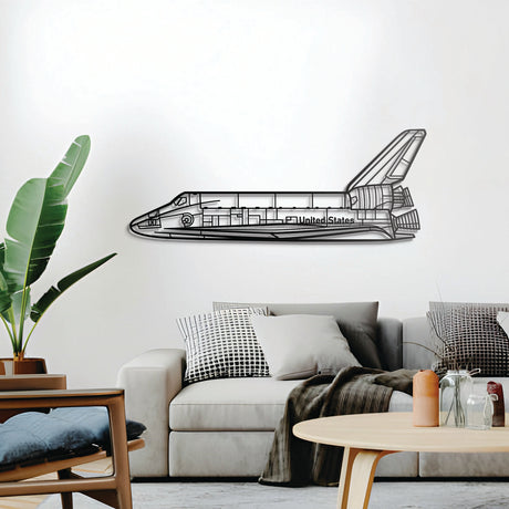 NASA Space Shuttle silhouette metal wall décor – sleek astronautics-themed design in textured powder-coated steel