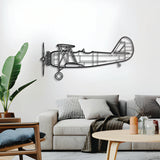 N3N‑3 trainer biplane wall decor – elevated 1 cm off the wall using spacers to achieve a striking 3D shadow effect with aviation heritage appeal
