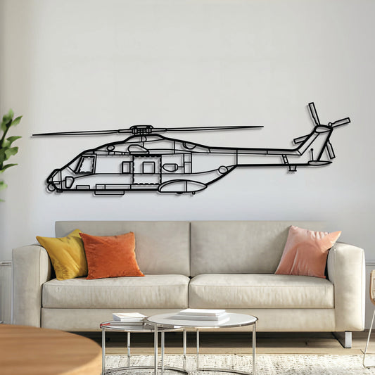 NH90 NFH NATO Frigate Helicopter metal wall art, laser-cut 2 mm steel with matte powder-coat finish