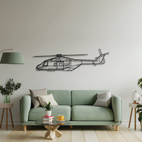 NH90 NATO Frigate Helicopter metal art, laser-cut steel ready-to-hang décor for hangar or living spaces