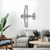 SNJ‑5 Texan trainer silhouette wall décor – elevated 1 cm off wall using elevation screws for a crisp 3D shadow effect