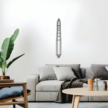 Sentinel ICBM wall décor – elevated 1 cm from the wall using elevation screws for an impressive 3D shadow effect