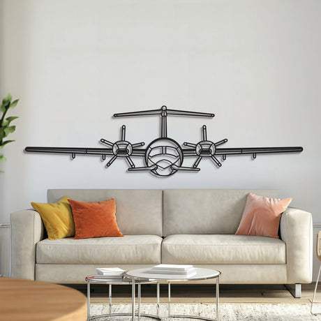 P-180 Avanti Front metal aircraft wall art in 2 mm laser-cut steel with matte powder-coated textured finish and 3D elevation screws
