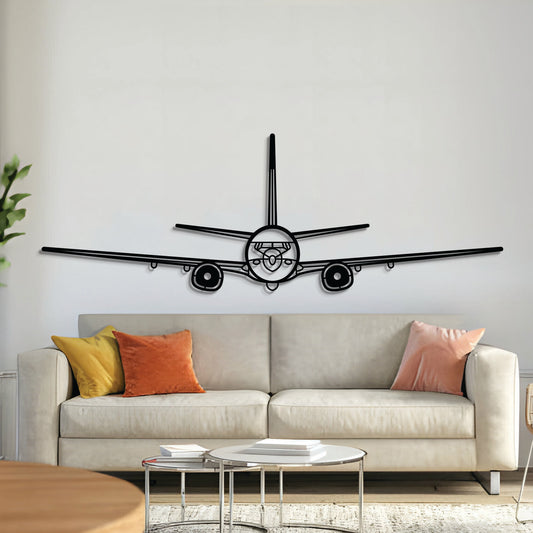 P-8 Poseidon front metal aircraft wall art in 2 mm laser-cut steel with matte powder-coated textured finish and 3D elevation screws