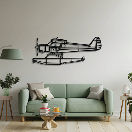 2 mm steel PA‑18‑150 Super Cub wall art, laser‑cut matte finish, floats 1 cm off wall for dynamic 3D effect