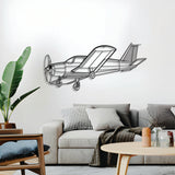 P28A Cherokee 1972 metal wall décor, textured matte steel raised 1 cm for sleek floating aviation design