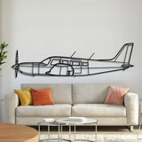 PA-32R-301 Saratoga HP II metal aircraft wall art in 2 mm laser-cut steel with matte powder-coated textured finish and 3D elevation screws