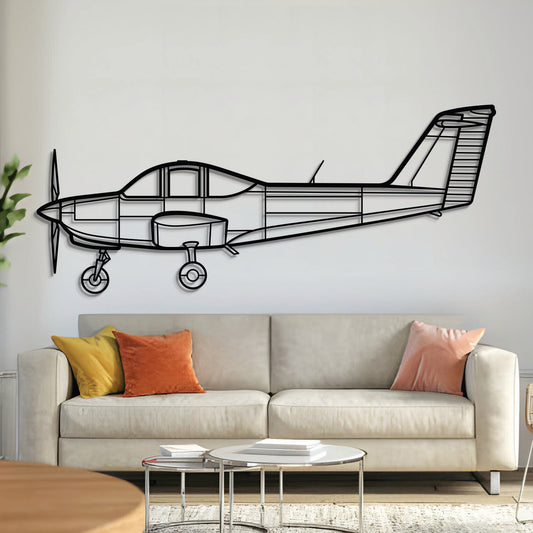 Piper PA-38 Tomahawk metal aircraft wall art, laser-cut 2 mm textured steel with matte powder-coated finish