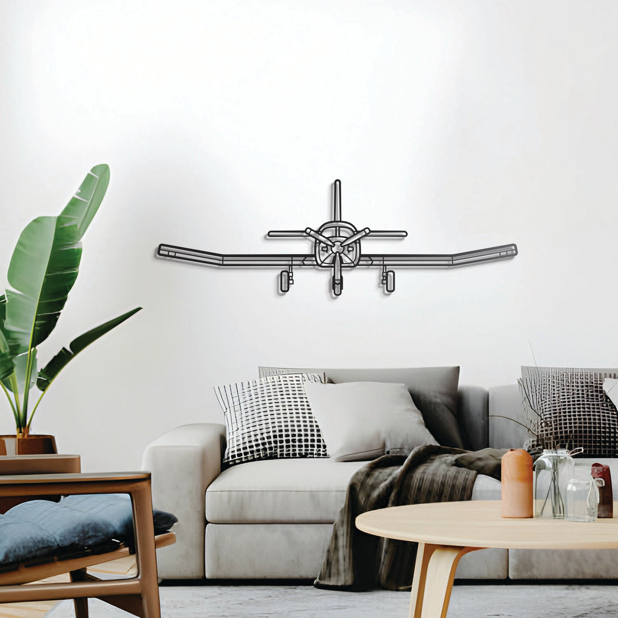750XL front‑view wall decor – elevated 1 cm off the wall using spacers to create a sleek 3D shadow effect