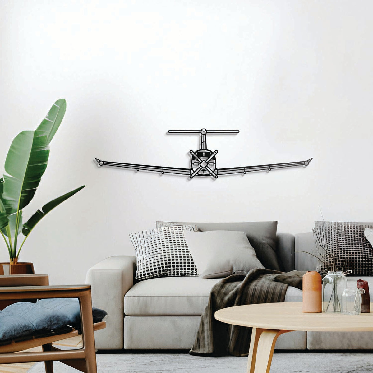 Ready-to-hang PC-12 NG Front aircraft wall decor, textured dyed steel, perfect aviation enthusiast gift