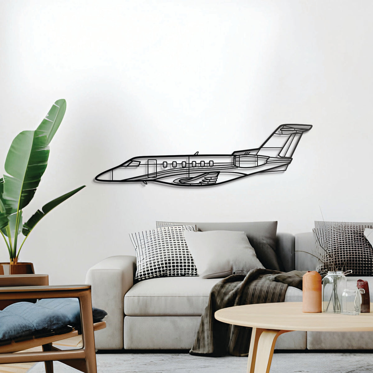 PC-24 twinjet aircraft wall décor – sleek Swiss executive jet design crafted in textured powder-coated steel