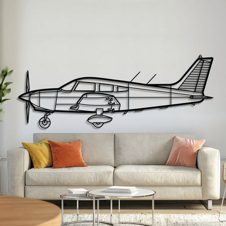 Piper PA-28 Cherokee metal aircraft wall art, laser-cut 2 mm textured steel with matte finish