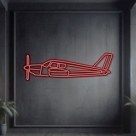 Matte-finish Piper Cherokee neon aircraft wall art, outstanding aviation heritage gift for special occasions like retirements or graduations