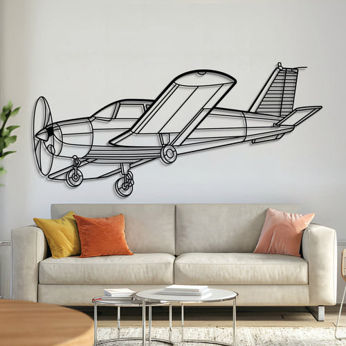 P28A Cherokee 1972 metal aircraft wall art, laser‑cut 2 mm steel with matte powder coat and floating 3D effect