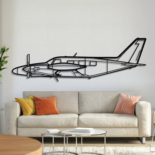 Piper PA-31T Cheyenne metal aircraft wall art, laser-cut 2 mm textured steel with matte powder-coated finish