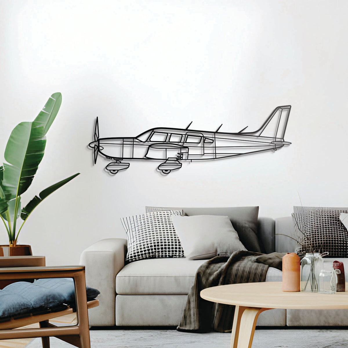 PA-32 Saratoga retractable-gear six-seat aircraft décor, elevated 1 cm from wall, ready-to-hang aviation piece