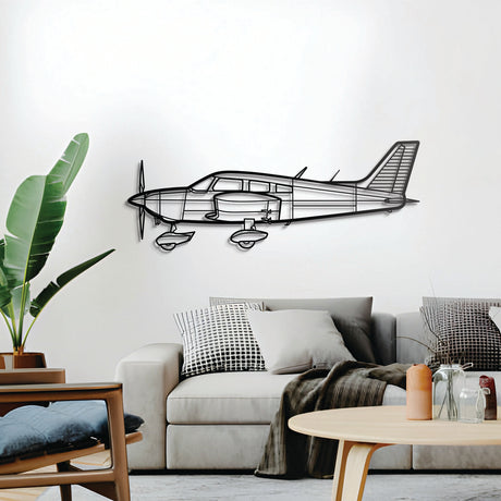 Piper PA-28 Cherokee aviation wall decor – handcrafted steel airplane silhouette for modern interiors