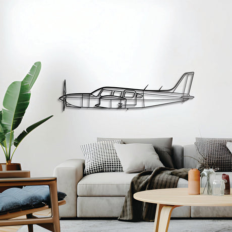 Turbo Saratoga SP wall décor – elevated slightly off the wall using spacers for a sleek 3D shadow highlighting its retractable gear and streamlined fuselage