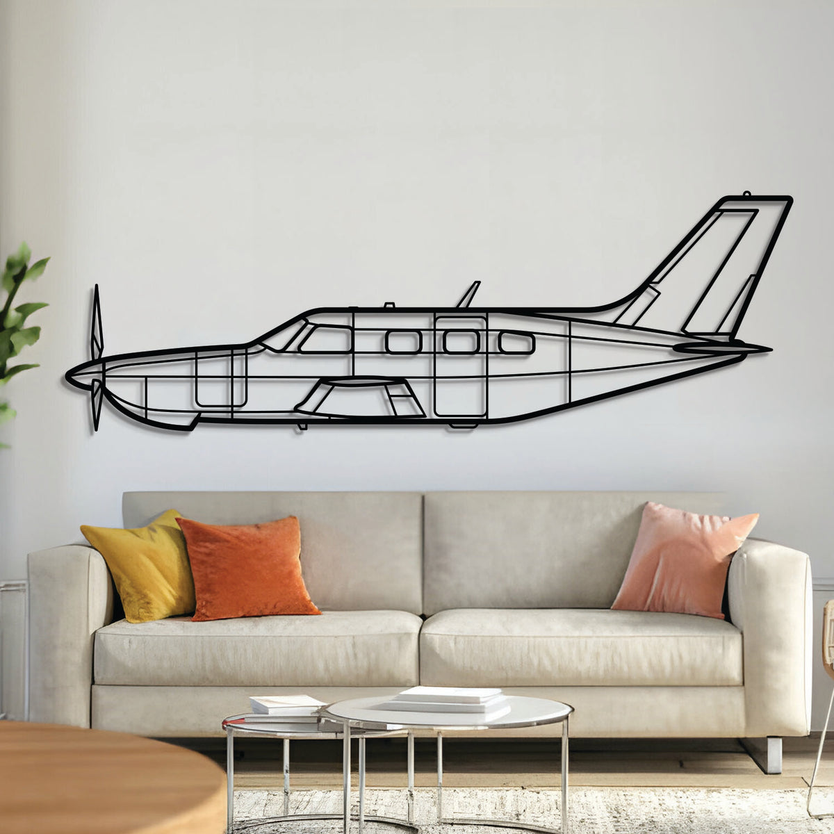 Piper PA‑46R‑350T Matrix single‑engine turboprop silhouette – laser‑cut 2 mm steel with textured matte powder‑coat finish, ready to hang