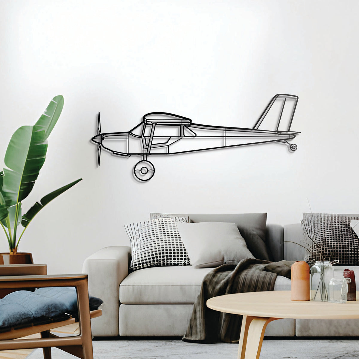 S‑21 Outbound bush plane wall decor – elevated 1 cm from wall using elevation screws for a bold 3D shadow effect