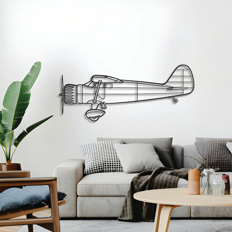 Reliant metal wall décor, textured matte steel elevated 1 cm for sleek floating aviation design