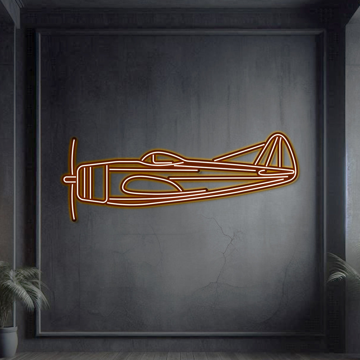 Navigate Craft P‑47D décor, ready to hang with neon accent, perfect avgeek gift for military aviation history fans