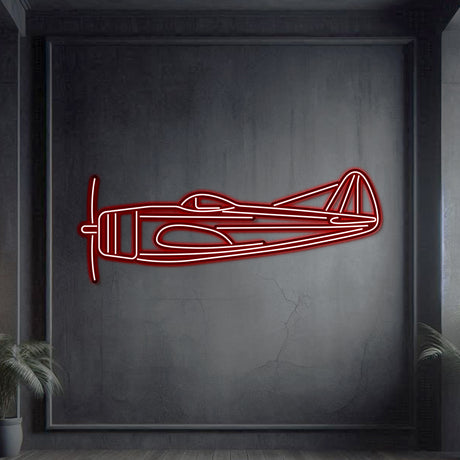 Matte‑finish P‑47D Mustang neon aircraft wall art, iconic aviation heritage gift for special occasions like Father’s Day or retirements