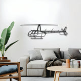 R44 Raven II light helicopter silhouette décor – sleek rotorcraft design in textured powder-coated steel