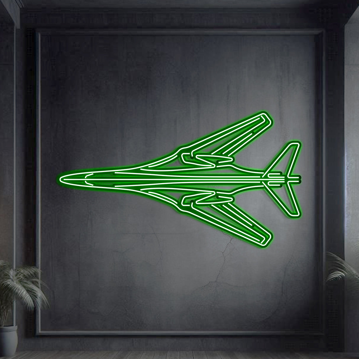 Laser-cut B-1B Lancer metal neon wall decor, matte finish, 2 mm steel, ready to hang
