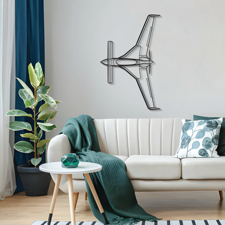 Historic Long‑EZ silhouette – powder‑coated matte finish blending with contemporary interiors; famed for its worldwide record‑setting flight and 2,000‑mile range on 52 gal of fuel