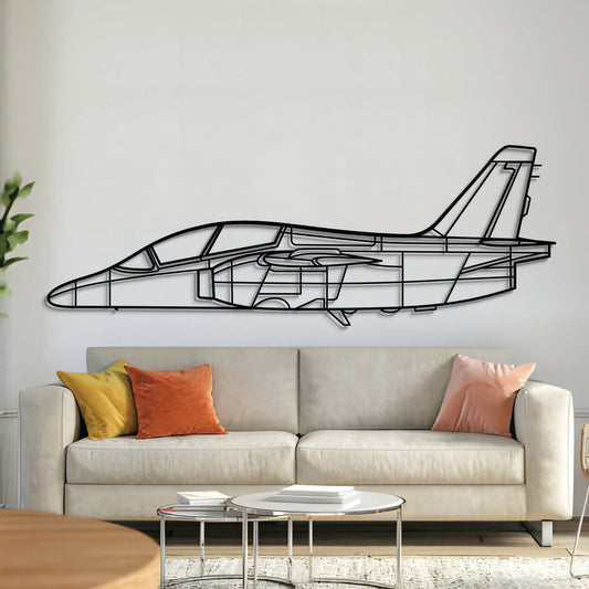 S-211 metal aircraft wall art in 2 mm laser-cut steel with matte powder-coated textured finish and 3D elevation screws
