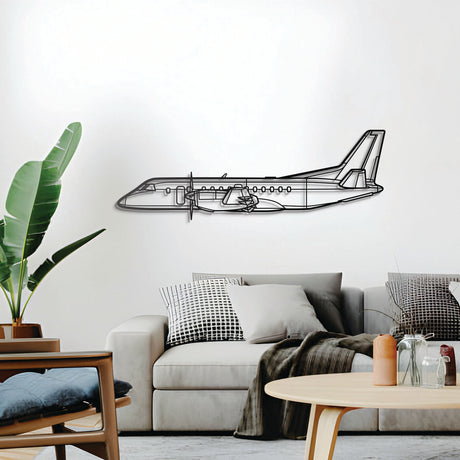340B Plus wall décor – elevated slightly off the wall using spacers for a sleek 3D shadow effect of the extended‑wing regional transport profile