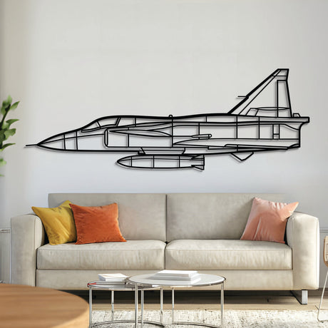 JA37C Viggen Swedish fighter jet silhouette, laser-cut 2 mm textured steel with matte powder-coated finish