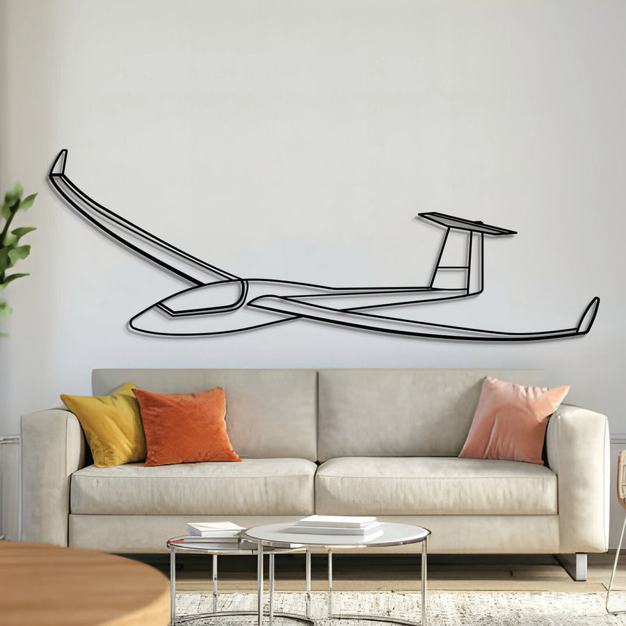 Ventus-2cxT angle metal aircraft wall art, laser-cut 2 mm steel with matte powder coat and floating 3D effect
