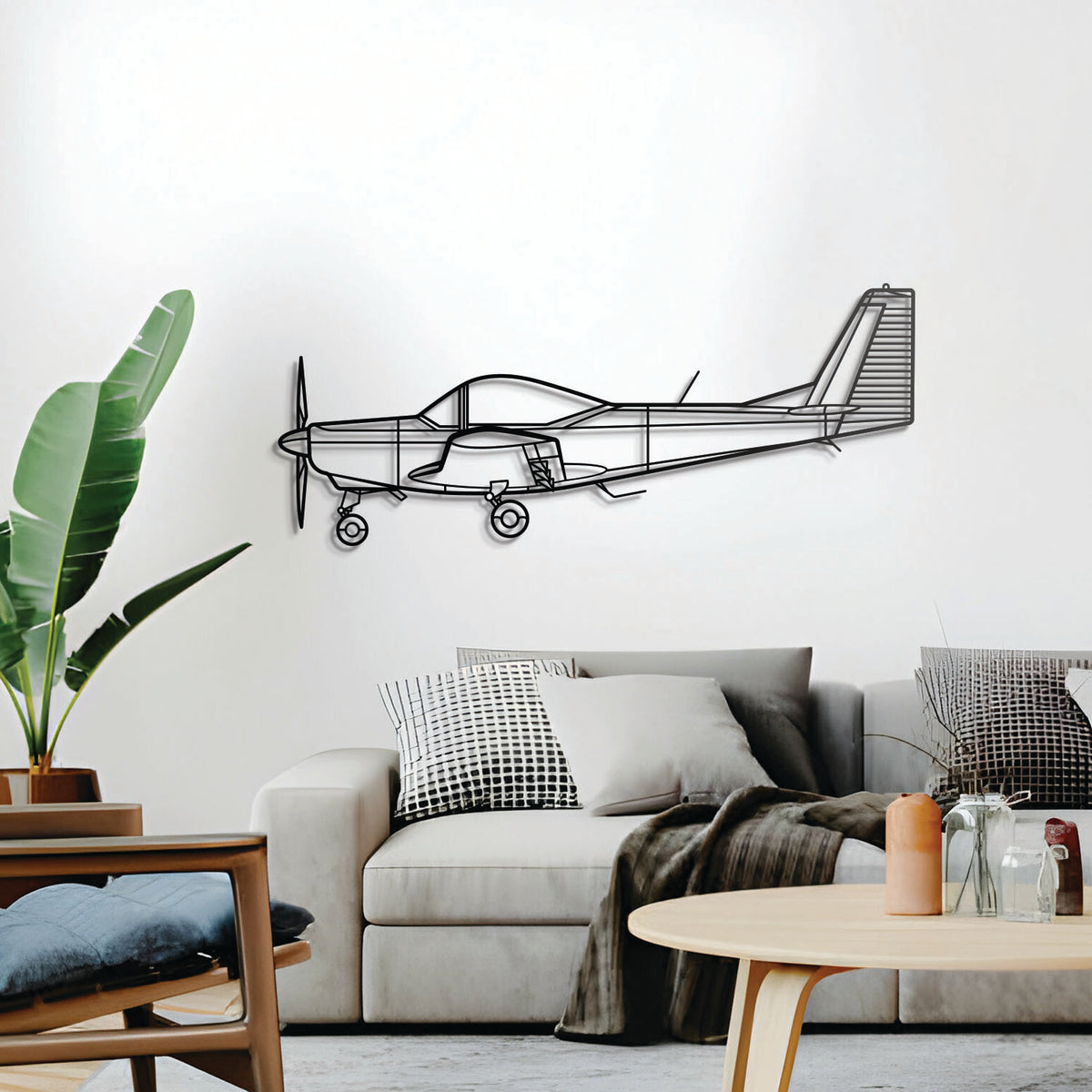 AS/SA 202 Bravo 3D metal wall décor, elevated 1 cm from wall, ready-to-hang aviation silhouette