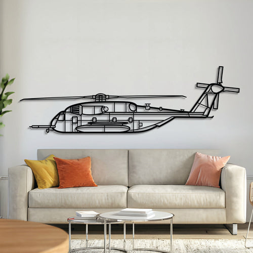 CH-53E Super Stallion metal aircraft wall art, 2 mm laser-cut steel with matte finish