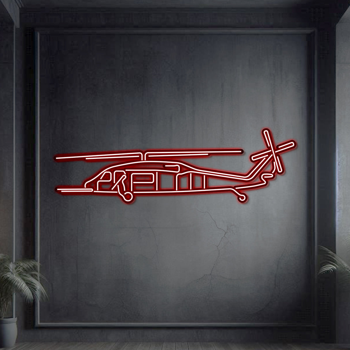 Matte-finish HH‑60 Pave Hawk helicopter neon wall art, iconic rescue-themed gift for special occasions like retirements or honors ceremonies