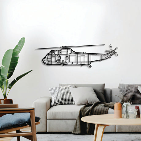 SH-3 Sea King helicopter wall décor – sleek maritime rescue aircraft silhouette in durable steel