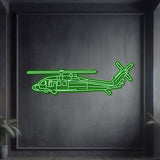 Navigate Craft Black Hawk décor, ready‑to‑hang with neon outline, the ultimate avgeek gift for helicopter enthusiasts