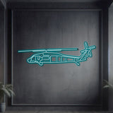 Black Hawk neon wall art, modern aviation décor ideal for hangars, garages, or contemporary living spaces