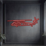 Matte-finish Black Hawk helicopter neon wall art, outstanding aviation heritage gift for special occasions like graduations or retirements