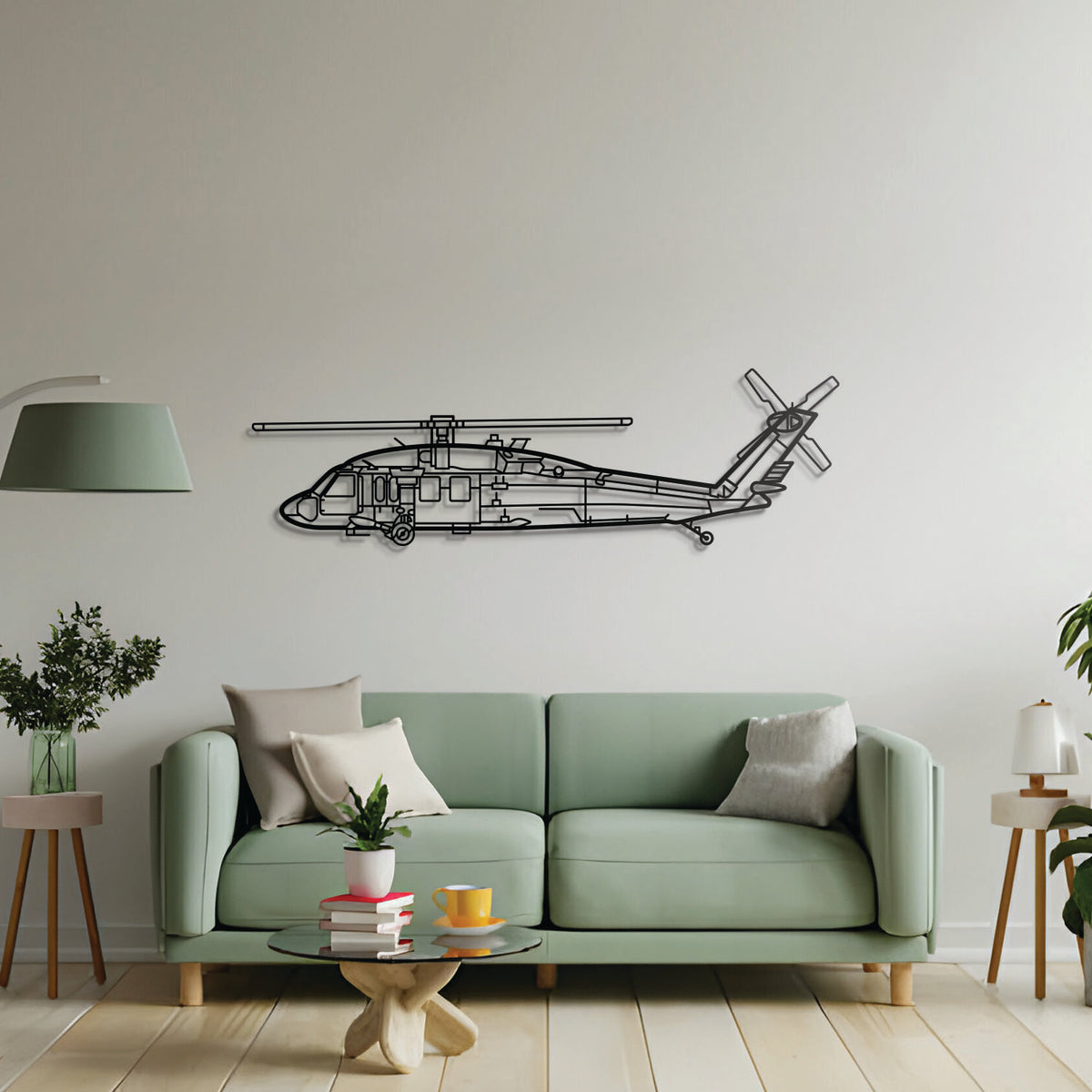 UH-60 Black Hawk helicopter wall art – precision-cut steel design ideal for military aviation enthusiasts