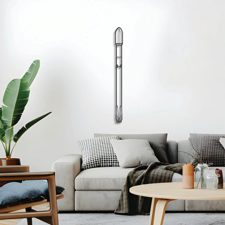 Falcon 9 wall décor – elevated slightly off the wall using spacers to create a sleek 3D shadow effect of this modern reusable rocket