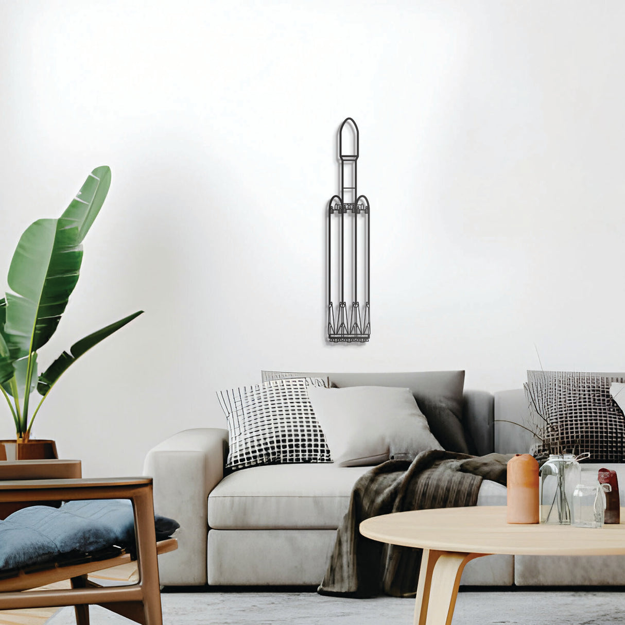 Falcon Heavy 3D metal wall décor, elevated 1 cm from wall, ready‑to‑hang aerospace centerpiece