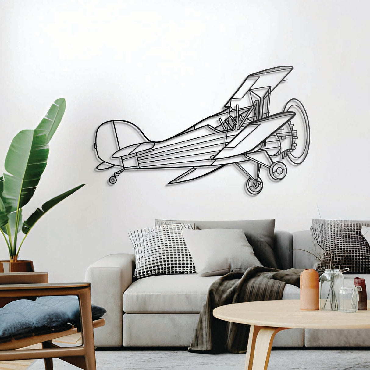 Renegade Spirit R7 metal wall décor, textured matte steel elevated 1 cm for sleek floating aviation design