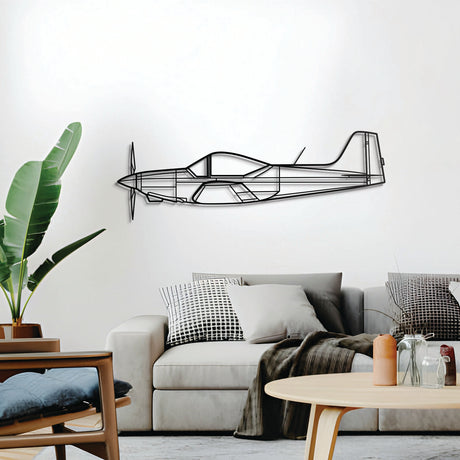 Falco F8L wall décor – laser‑cut wood‑built aerobatic aircraft profile floating slightly off wall for elegant 3D shadow effect