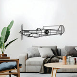 Spitfire MK IX front view 3D metal décor, elevated 1 cm from wall, ready‑to‑hang aviation piece