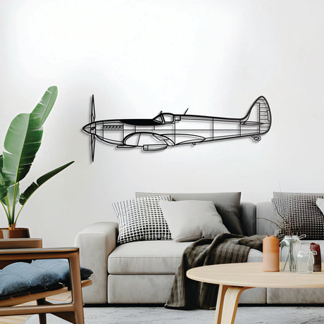 Supermarine Spitfire Mk IX aircraft wall décor – sleek British wartime fighter jet profile in steel