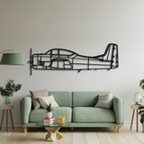 2 mm steel T‑28 Trojan wall art, laser‑cut matte finish, floats 1 cm off the wall for dynamic 3D effect