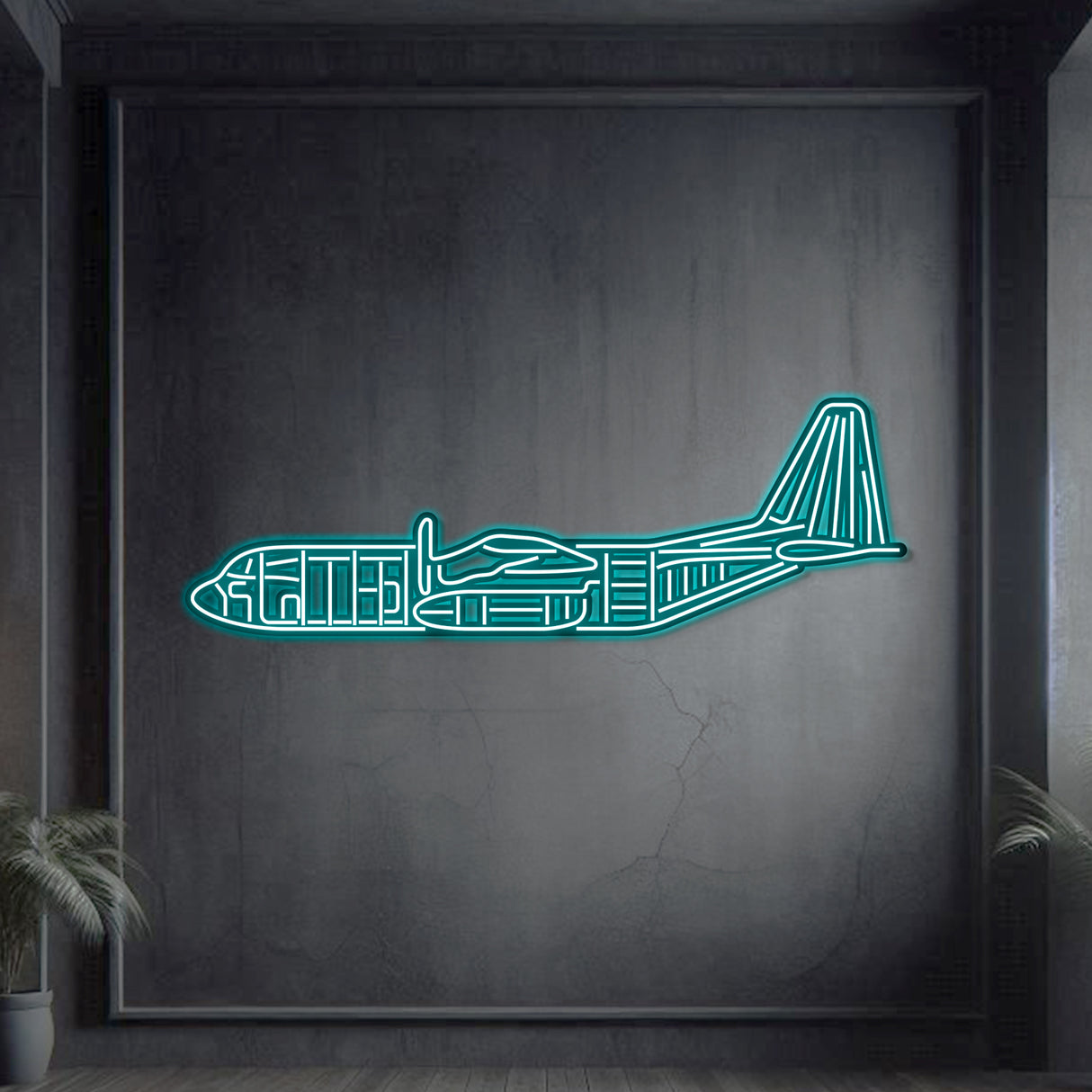 Matte-finish Hercules neon wall art—legendary tactical transport tribute or meaningful gift for service milestones and veteran celebrations